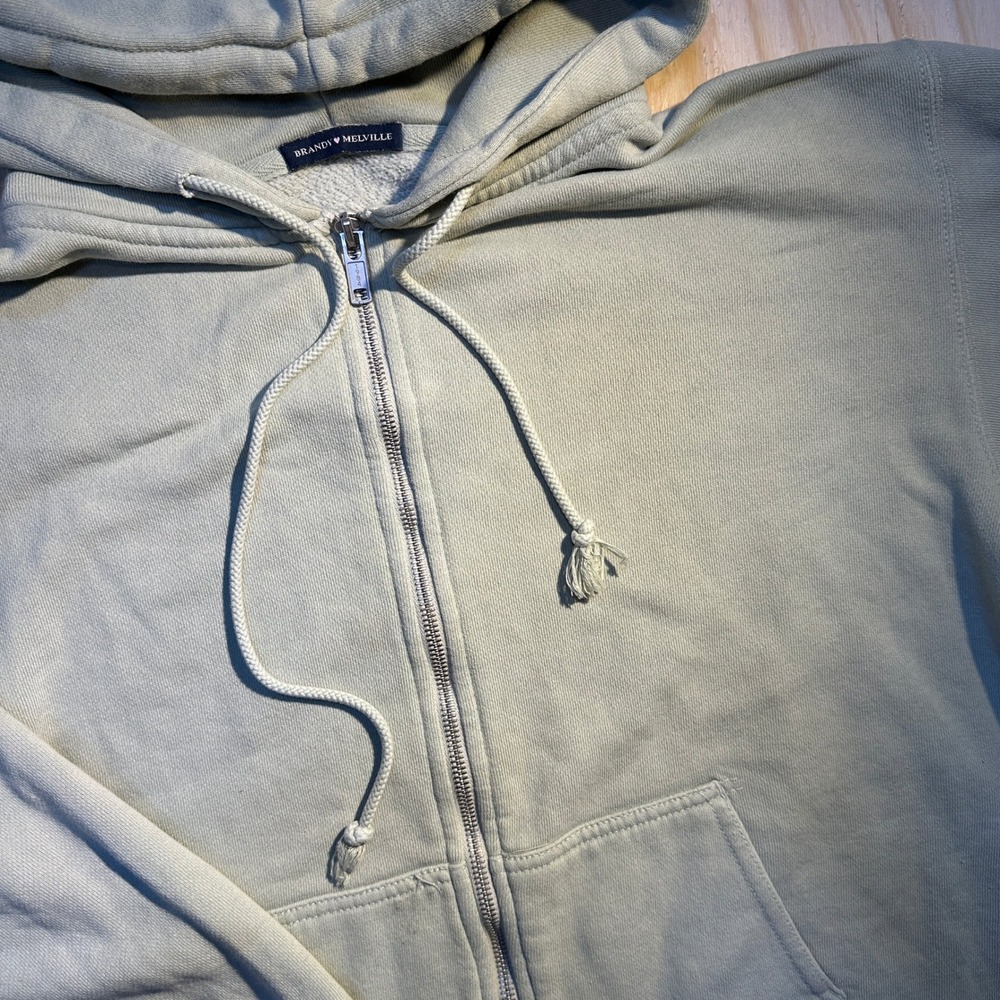 Brandy Melville Womens Sage Green Full Zip Hoodie Oversized One Size